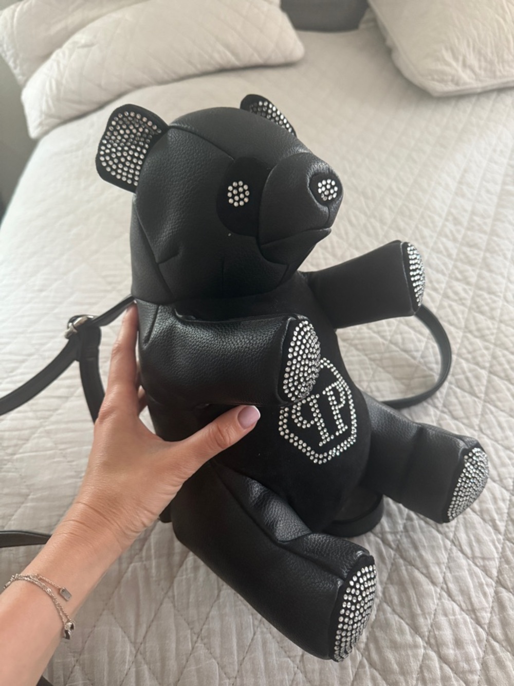 Philipp Plein Black Rhinestone Teddy Backpack - Picture 4 of 8